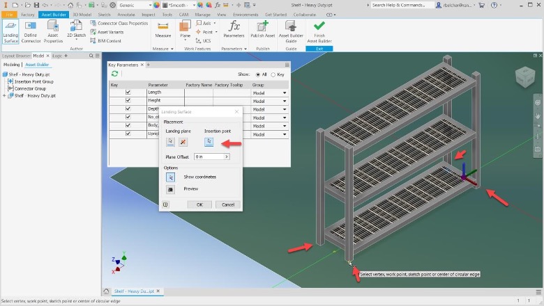 Landing Surface dialog