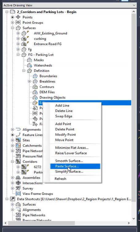 When the “Select Surface to Paste” window appears, select the new ...