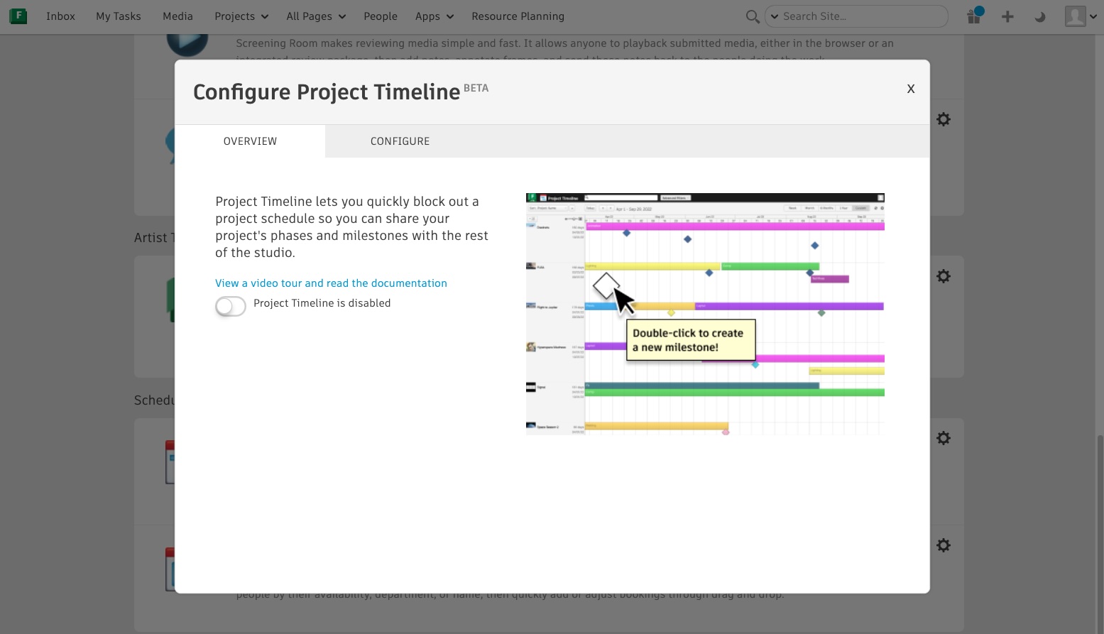 The Apps tab in Flow Production Tracking