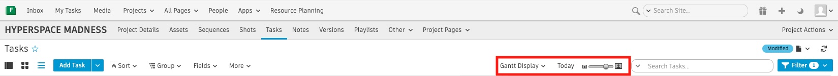 Gantt Display options