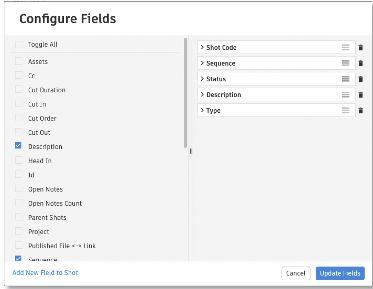 Add or remove fields