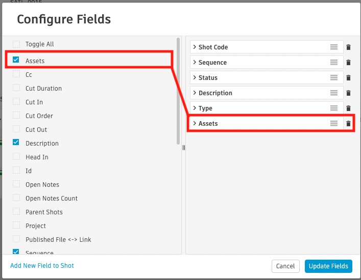 Add or remove fields