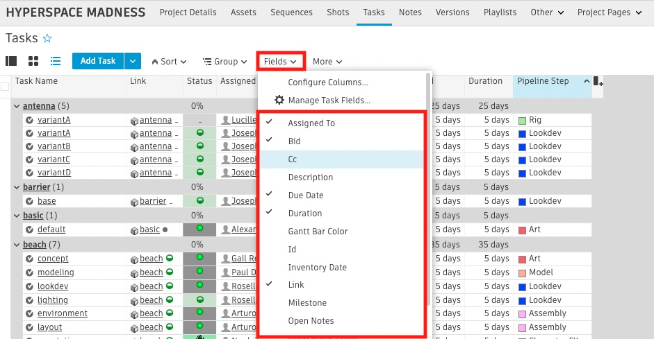 Selecting Fields