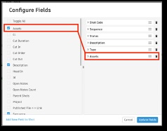 The Assets checkbox on the left