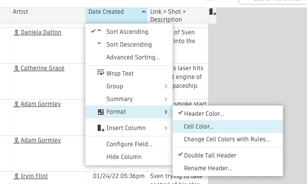 Format cell color