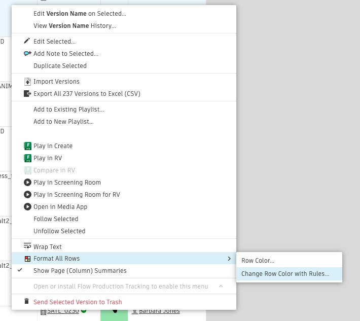 Formatting rows with rules