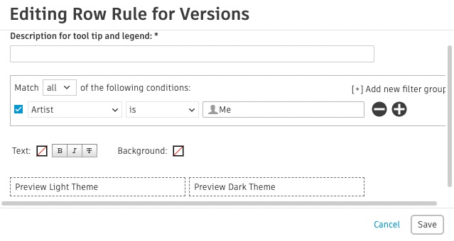 Editing Row Rule for Versions