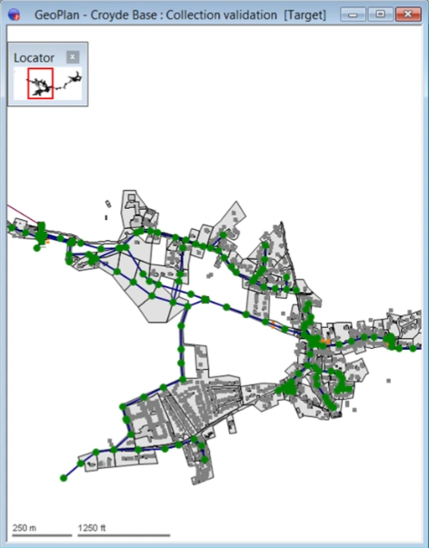 In a GeoPlan window, an example of a collection validation.