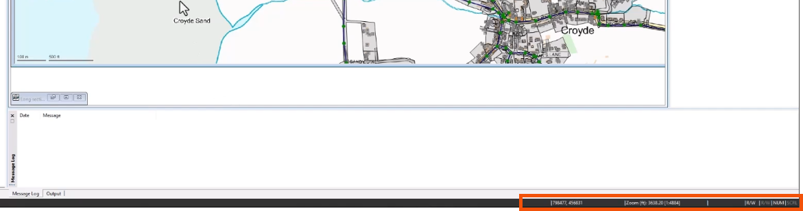 The bottom of the interface, with the status bar highlighted in red.