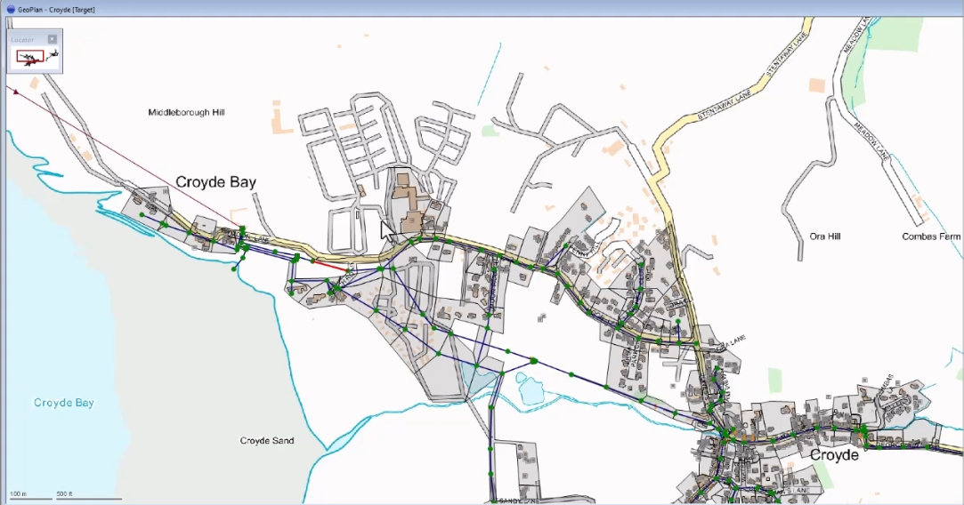 The GeoPlan Window showing a graphical representation of the network.