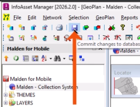 The File toolbar, with Save being selected and called out with a red arrow.