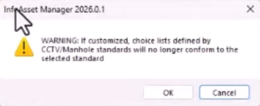 A notification warning that customized choice lists will no longer conform to the selected standard.