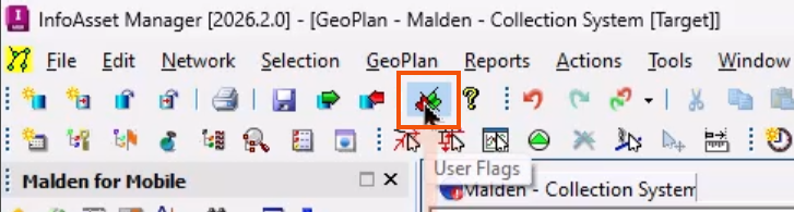 In the File toolbar, User Defined Flags being selected and highlighted in red.