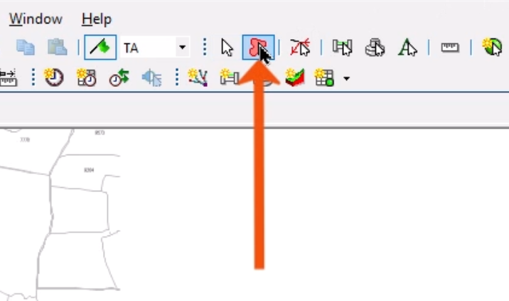 The GeoPlan Tools toolbar, with the Polygon Select tool being selected and called out with a red arrow.