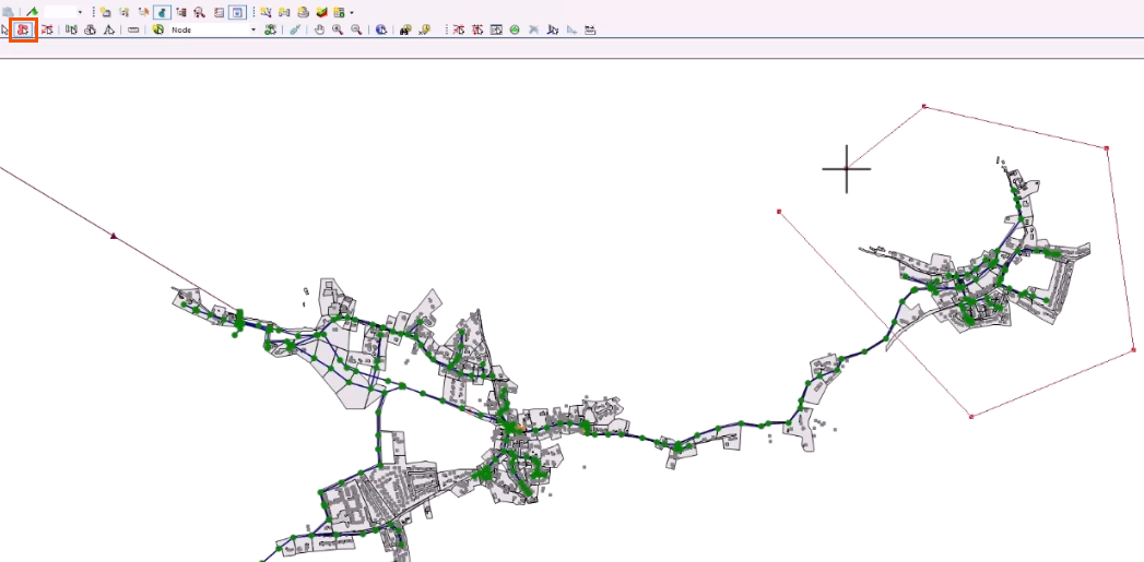 In the toolbar, the Polygon tool selected and highlighted in red, and, in the GeoPlan, a polygon being created.
