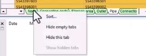 In a zoomed-in view of the bottom of the grid window, the context menu for the tabs expanded.