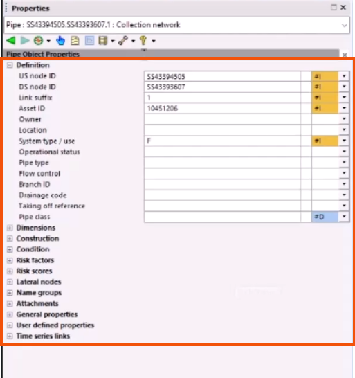 In the Properties window, the property editor area highlighted in red.