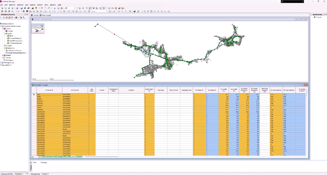 In the InfoAsset Manager interface, the new workspace open, with the previously configured windows displayed.