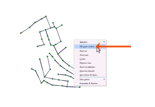 The context menu for the GeoPlan window expanded, with GIS Layer control being selected and called out with a red arrow.