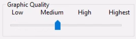 The Graphic Quality slider set to Medium, with additional positions for Low, High, and Highest.