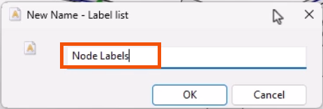 The New Name dialog, with a name entered and highlighted in red.