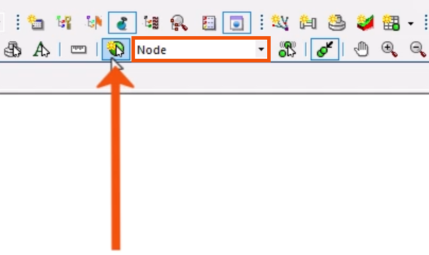 On the GeoPlan Tools toolbar, in the New Object Type drop-down, Node selected and highlighted in red, and New Object being selected and called out with a red arrow.