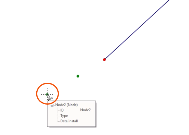 The GeoPlan, with the cursor hovering over Node2 and the cross visible and highlighted in red.