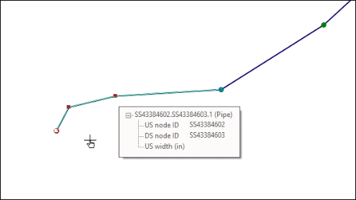 The selected link, with two vertices added and moved to different locations.