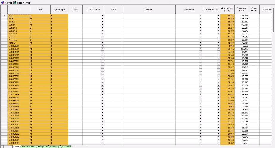 An example of an assets grid window.
