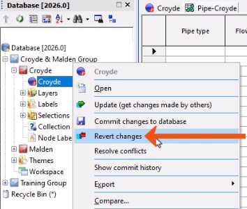 In the Explorer window, the context menu for the network expanded, with Revert changes being selected and called out with a red arrow.