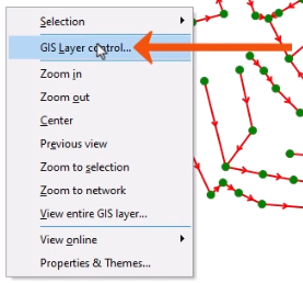 The context menu for the GeoPlan expanded, with GIS Layer control being selected and called out with a red arrow.