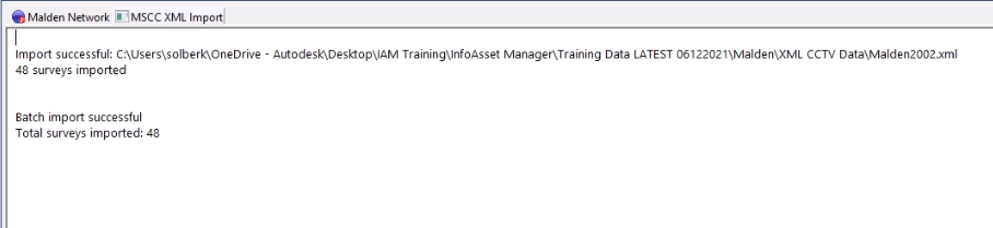 A message indicating a successful import and the number of surveys imported.