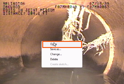 On the image, the context menu expanded with Open being selected and highlighted in red.