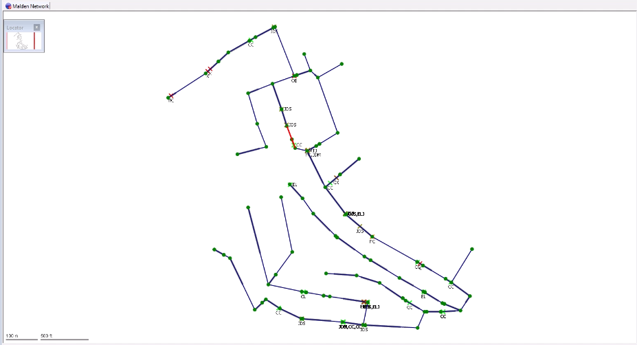 The GeoPlan, with the network updated to include the added nodes.