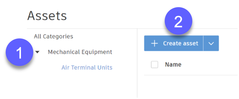 Assets window showing Mechanical Equipment > Air Terminal Units hierarchy.