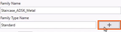 The completed Family Name and Family Type Name fields, with the Add button highlighted in red.