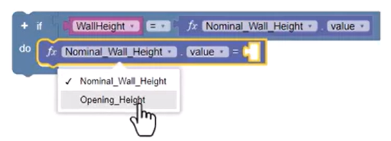 A parameter block added to the Do portion of the If Do statement, with Opening Height being selected in the input drop-down.