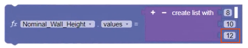 In the existing Parameter choice list, an additional value of 12 added and highlighted.