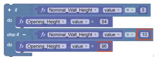 The applicable parameter blocks are duplicated and added to the If Do ElseIf statement, and the entered values of 10 and 96 are highlighted.