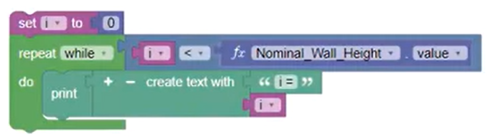A Repeat While block with an added Set To variable block and the Repeat and Do portions configured for this example.