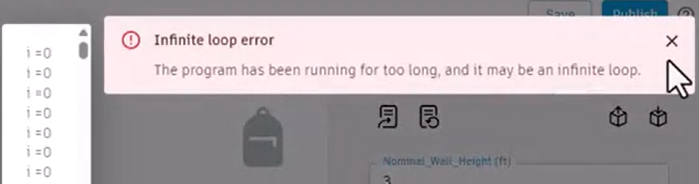 The Infinite loop error message.