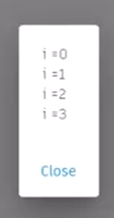 The value of i printed from 0 to 3.