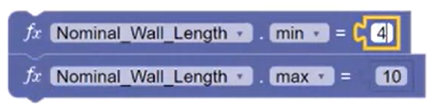 The duplicated and updated Min and Max blocks for the Length parameter.