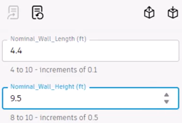 The updated form, with increment information displayed below each of the two input controls, and incremental values set for each parameter.