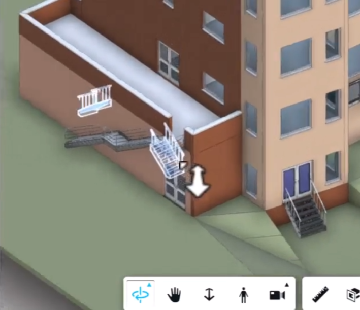 In the preview, the model zoomed and oriented to view selected and highlighted staircases.