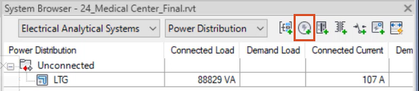 In the System Browser toolbar, Add Electrical Analytical Power Source highlighted in red.