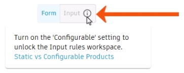 The information icon next to Input called out and the corresponding message displayed.