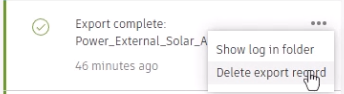 Next to a completed report, the More menu expanded to show the available options.