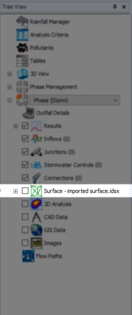 The Tree View with the new Surface highlighted