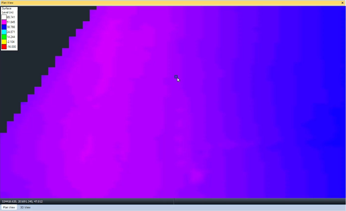 The Plan View showing a zoomed-in view of the area of the model that was selected using Band Zoom.